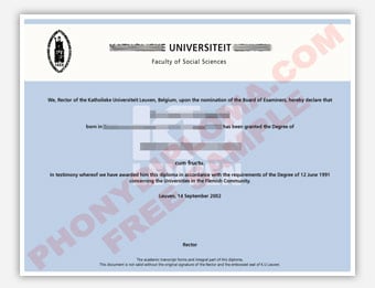 Katholieke Universiteit Leuven (2) - Fake Diploma Sample from Netherlands